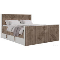 BOXSPRINGBETT TRAVIT KING DUO 160/200 - Braun Cord - Topper T25 - H3 - Schwarz/Braun, Kunststoff/Textil (160/200cm) - MKS
