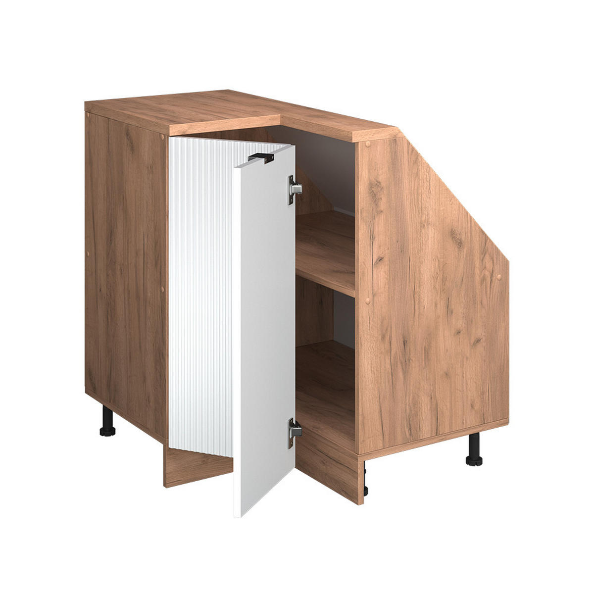 DACHSCHRÄGENSCHRANK ECKSCHRANK Rion Weiß Riffel 75.6 x 81.6 cm mit 1 Tür - Weiß, Holzwerkstoff (75.6/81.6/46cm) - Vicco