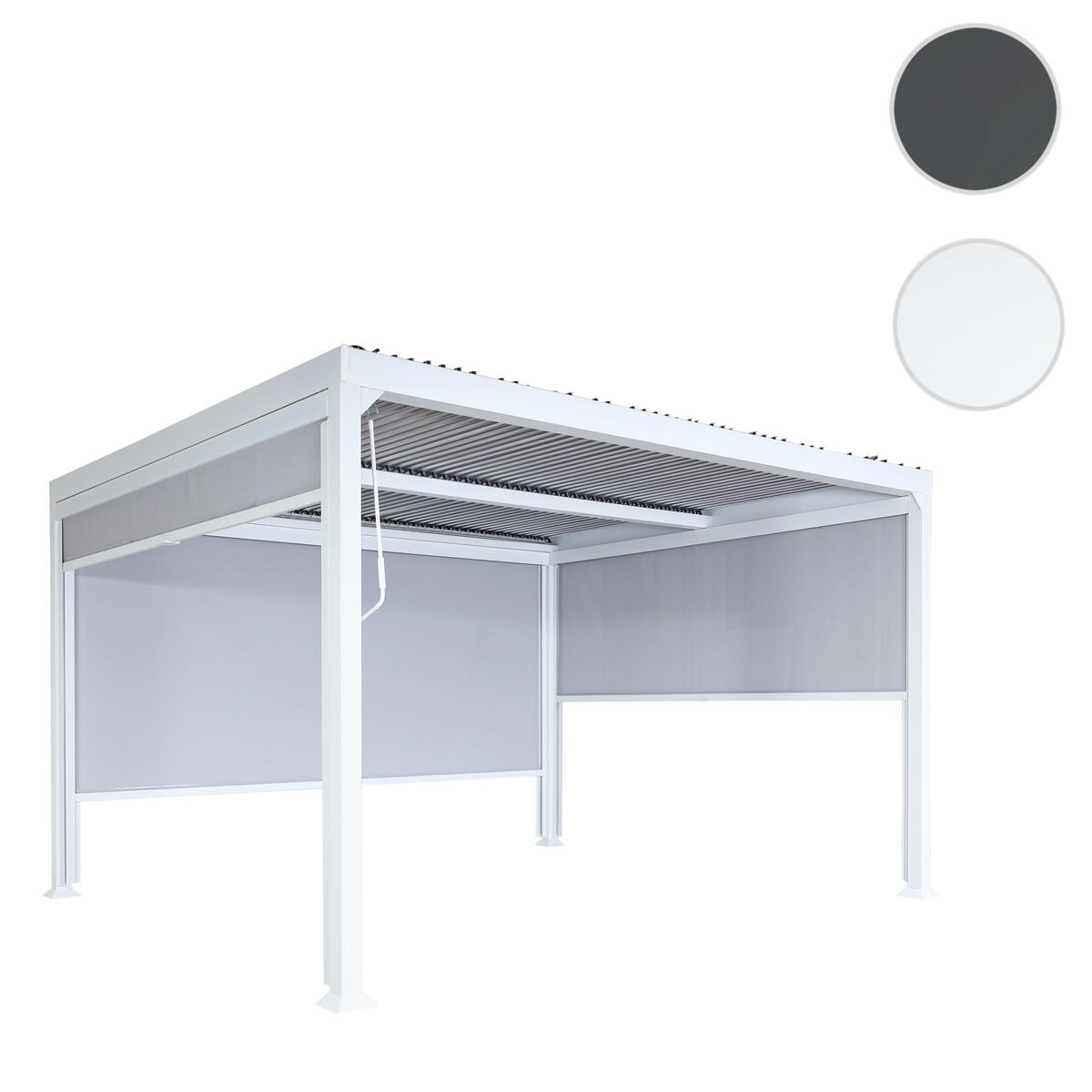 ALU PERGOLA MIT SEITENWAND Weiß - Weiß, Metall (368/224/306cm) - MCW