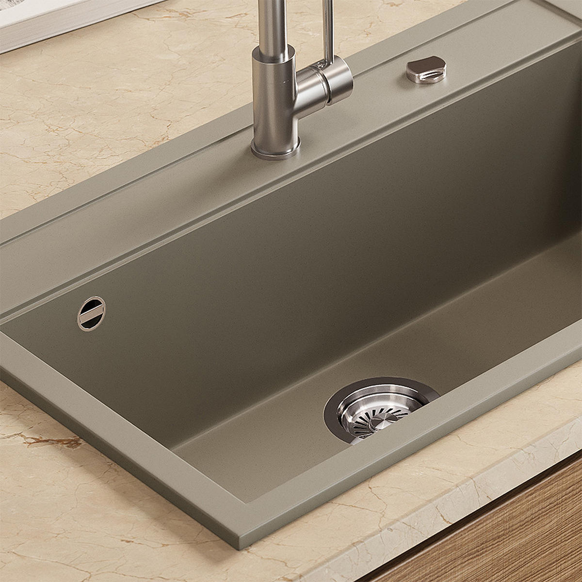 SPÜLBECKEN Sydney Beton 80 x 51 cm - Grau, Keramik (80/20/51cm) - Bergstroem