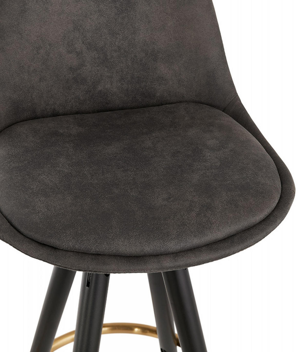 BARHOCKER Mikrofaser Sitz mit Holzgestell im Retro Industrie Stil KONG, Anthrazit 41x41x97 cm - Anthrazit/Schwarz, Holz/Buchenholz (41/97/41cm) - KADIMA DESIGN