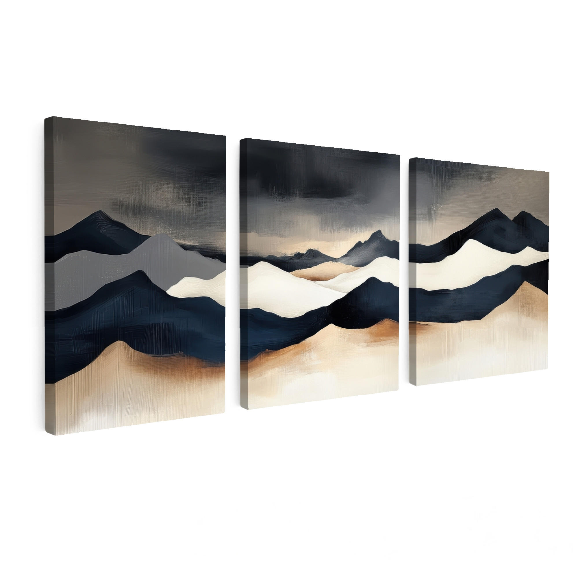 MuchoWow OBRAZ NA PLÁTNĚ 3dílná sada Krajina - abstraktní - moderní 90x40 cm