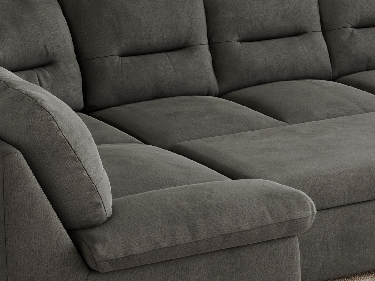 WOHNLANDSCHAFT COMODO U Dunkelgrau Velvet - Dunkelgrau/Silberfarben, Textil/Metall (340/93/206cm) - MKS