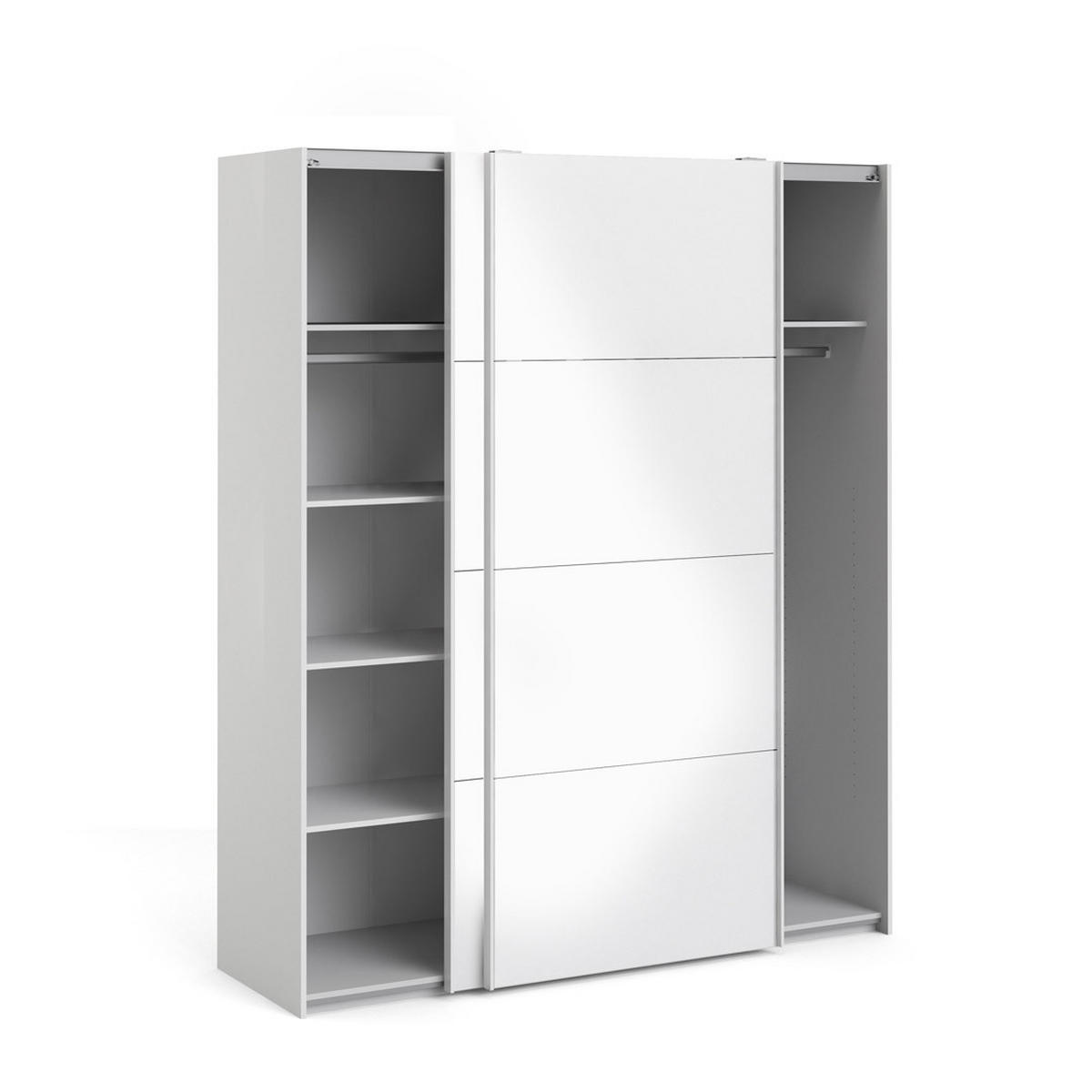 SCHWEBETÜRENSCHRANK weiß hochglanz - Weiß, Holzwerkstoff (183/221/61cm) - ebuy24