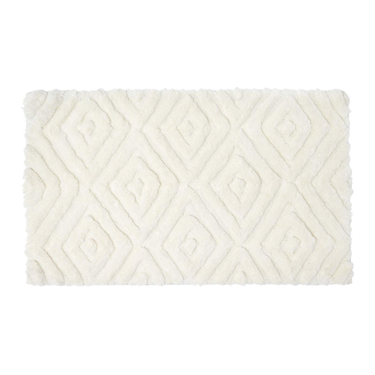 BADEMATTE 50/80 cm Rautenmuster, Hochflor - Weiß, Textil (50/80cm) - Homescapes