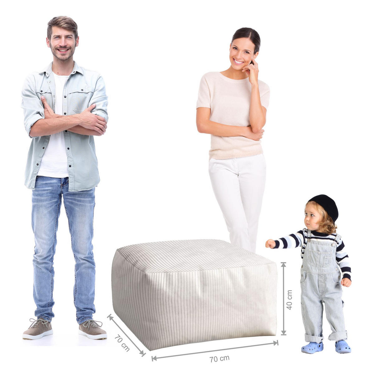 SITZSACK COMFORT White Dove - Weiß, Textil (70/40/70cm) - Dreamroots