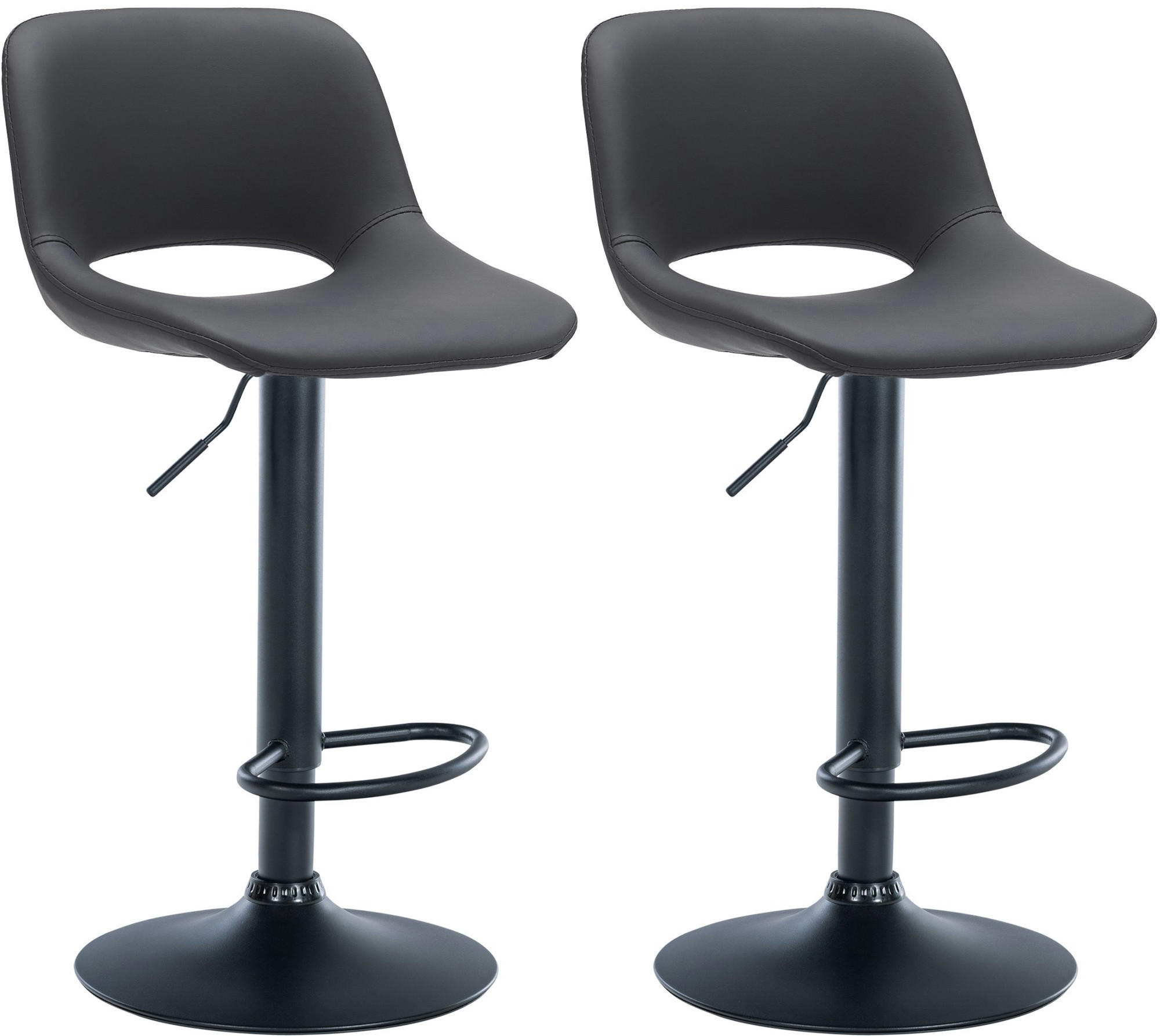 BARHOCKER 2er Set Lederlook schwarz - Schwarz, Textil/Metall (42/86/46cm) - CLP