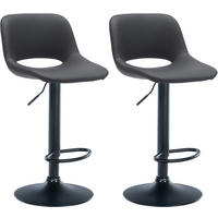 BARHOCKER 2er Set Lederlook schwarz - Schwarz, Textil/Metall (42/86/46cm) - CLP