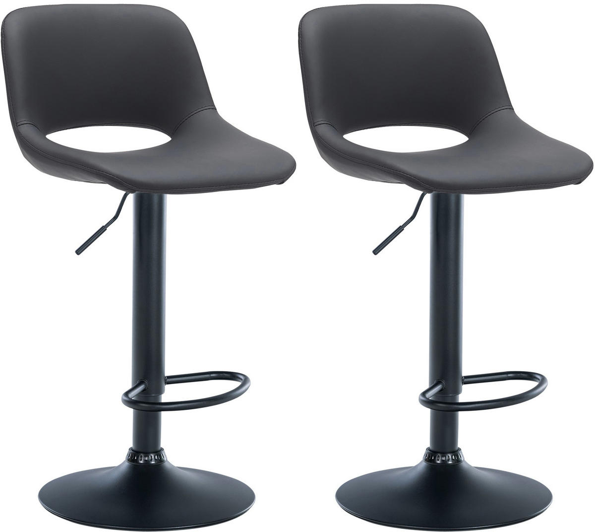BARHOCKER 2er Set Lederlook schwarz - Schwarz, Textil/Metall (42/86/46cm) - CLP