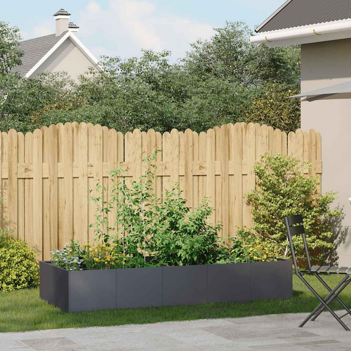 PFLANZGEFÄSS Anthrazit 200/80/40 Cm Stahl - Anthrazit, Metall (200/40/80cm) - vidaXL