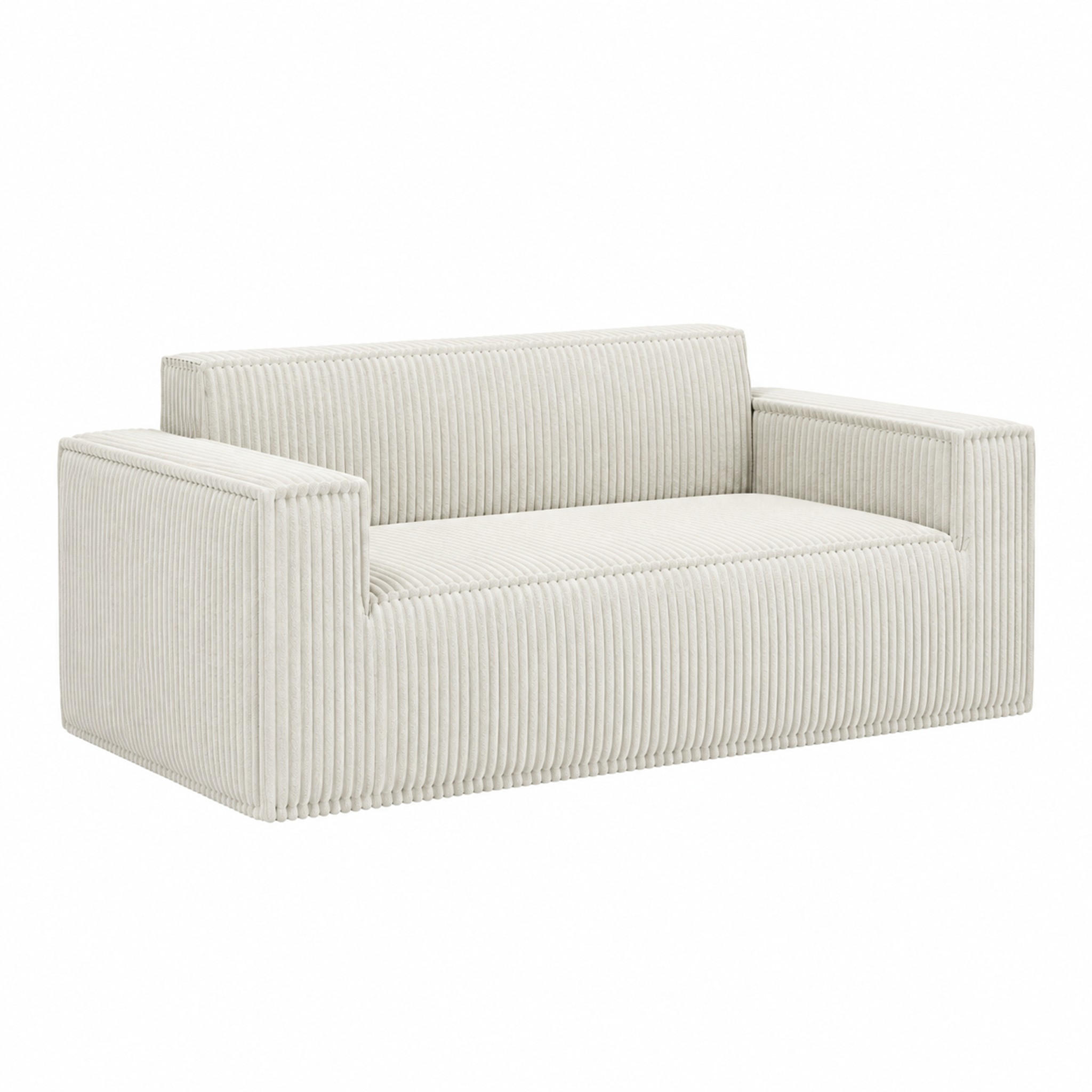 SOFA 2-Sitzer mit tiefer Sitzfläche Off White Cord - Weiß, Kunststoff (178/70/86cm) - Meubliv