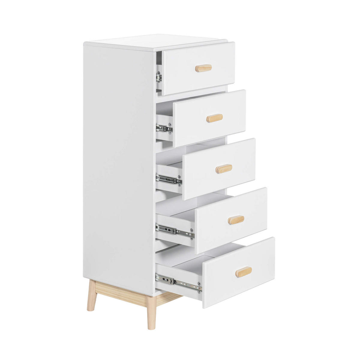 KOMMODE Weiß 40/50/115 cm - Weiß, Holzwerkstoff (40/115/50cm) - Mobili Rebecca