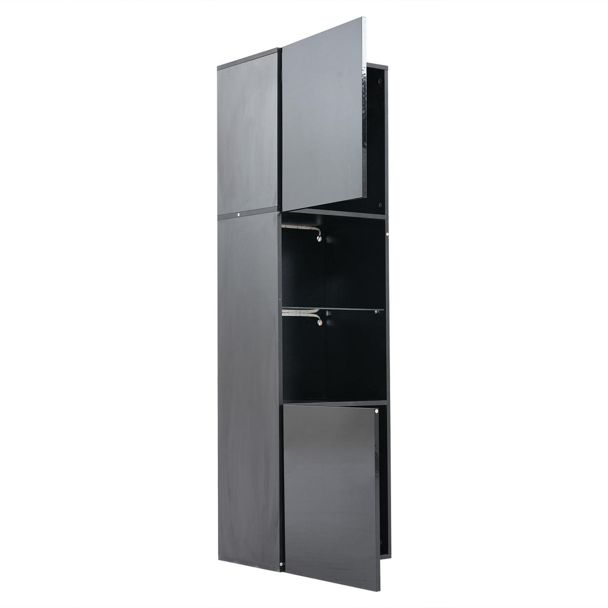 VITRINE Schwarz 45/35/160 cm - Schwarz, Holzwerkstoff (45/160/35cm) - PANGIVO