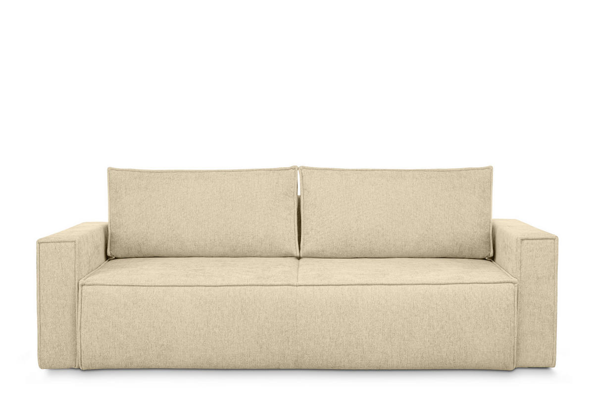 3-SITZER-SOFA NAPI II mit Schlaffunktion, dunkelcreme - Creme, Textil (228/89/101cm) - KONSIMO®