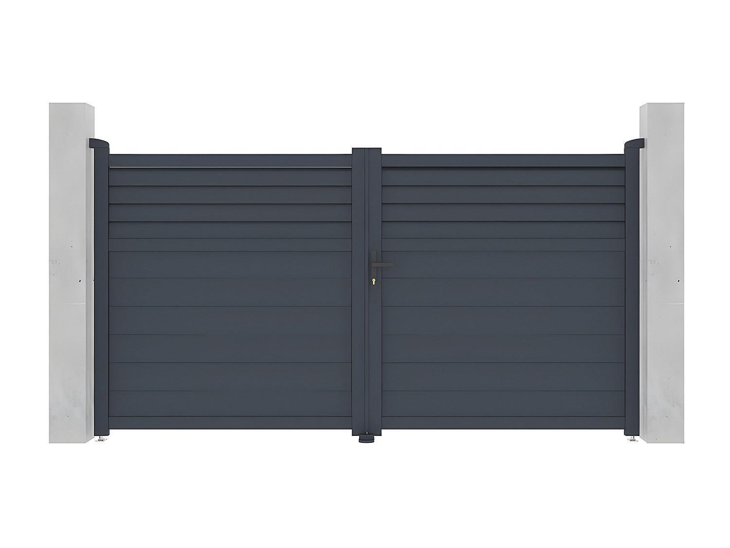 FLÜGELTOR - 300cm x 4.6cm - Aluminium - anthrazitgrau - VIAZO - Anthrazit, Metall (300/161cm) - Vente-Unique