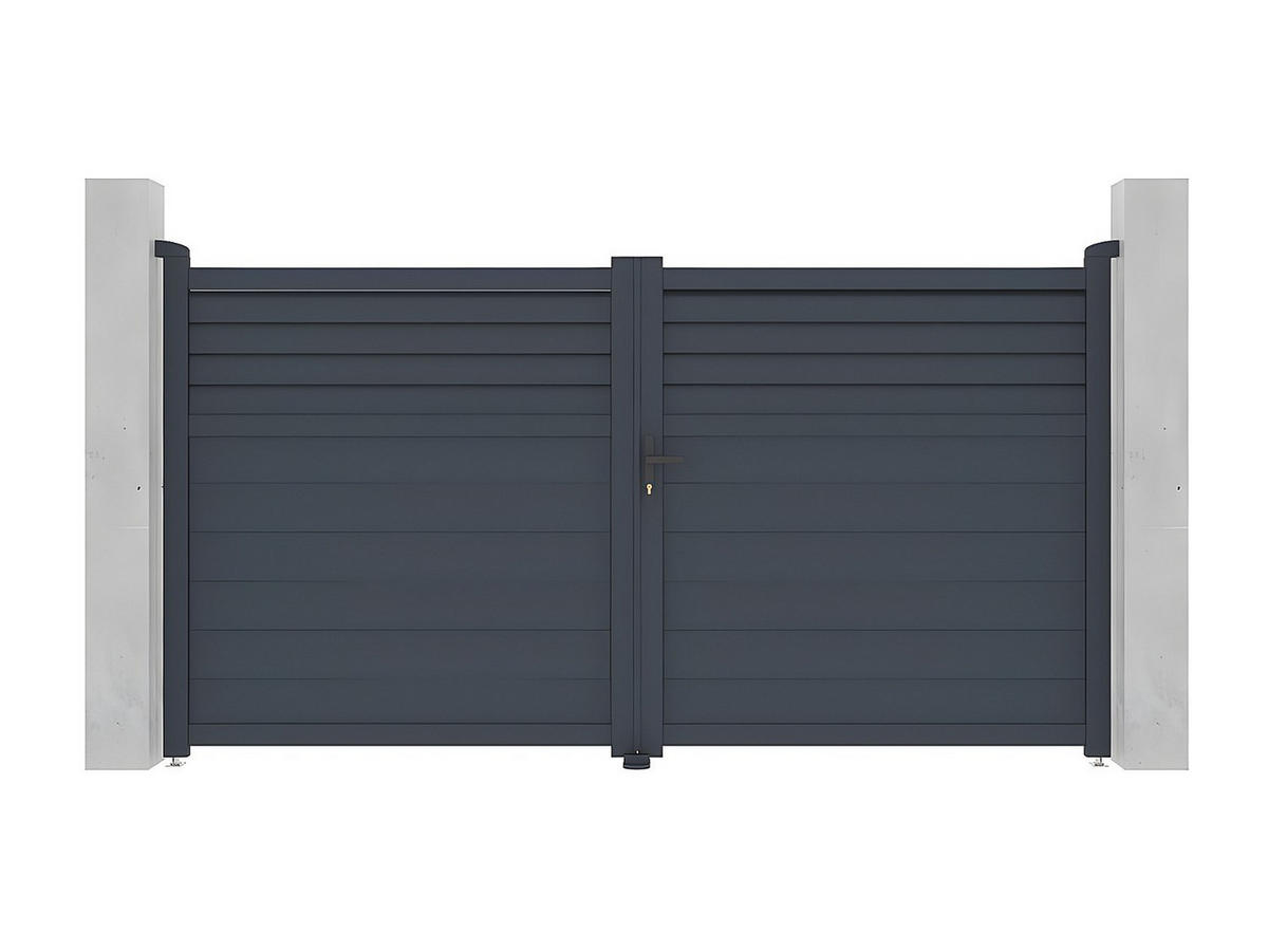 FLÜGELTOR - 300cm x 4.6cm - Aluminium - anthrazitgrau - VIAZO - Anthrazit, Metall (300/161cm) - Vente-Unique