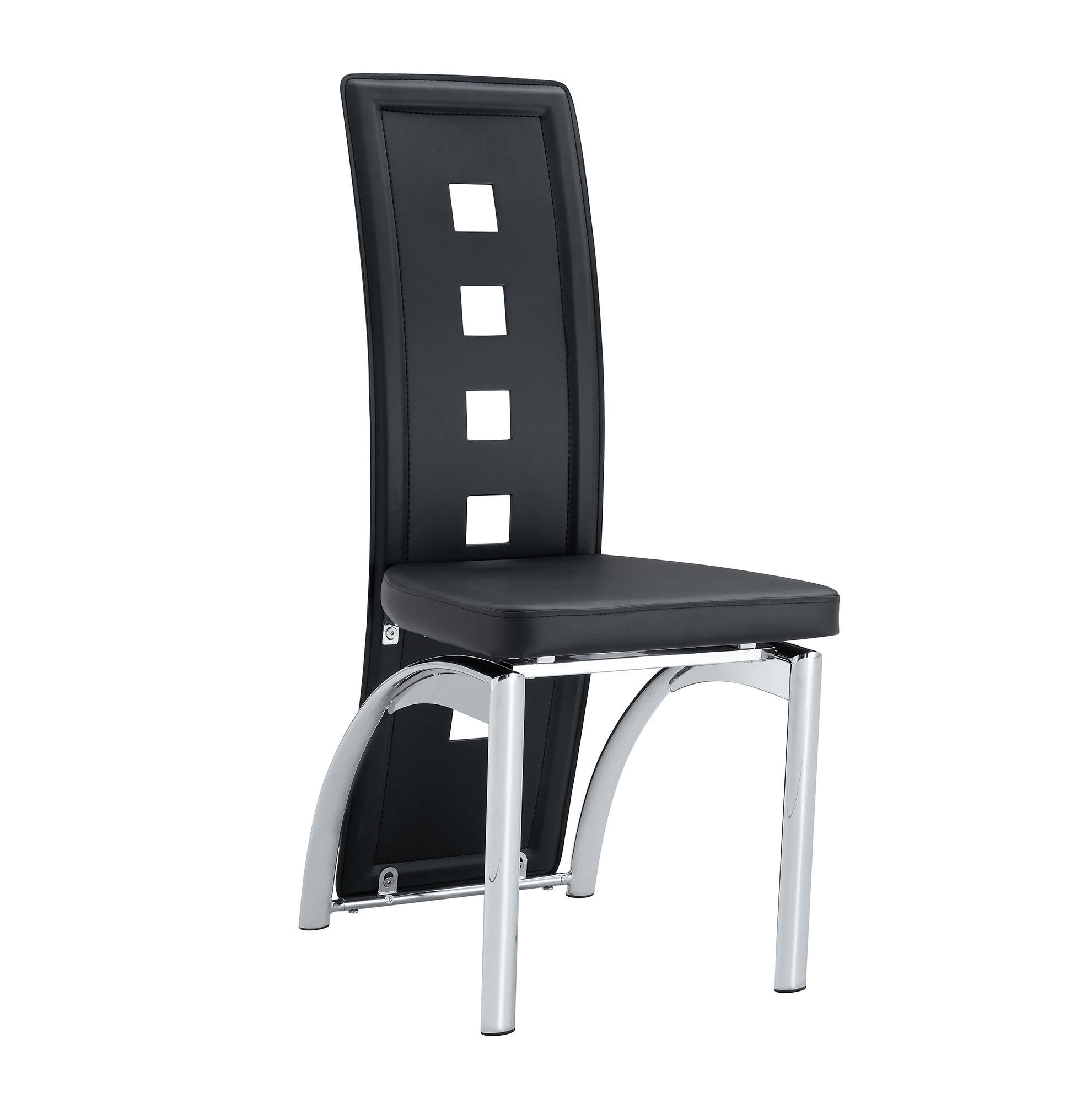 ESSZIMMERSTUHL 2er-Set mit Lochmuster 102,5 cm PU-Leder Schwarz - Schwarz, Metall (49/102.5/43cm) - Meubliv