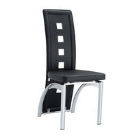 ESSZIMMERSTUHL 2er-Set mit Lochmuster 102,5 cm PU-Leder Schwarz - Schwarz, Metall (49/102.5/43cm) - Meubliv
