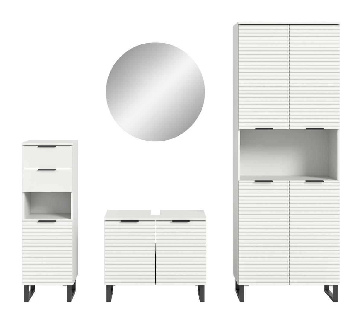 BADKOMBINATION 4tlg. Riff Bad in weiß Nachbildung - modernes Design - B/H/T: 105x193x34 cm - Weiß, Holzwerkstoff (105/193/34cm)