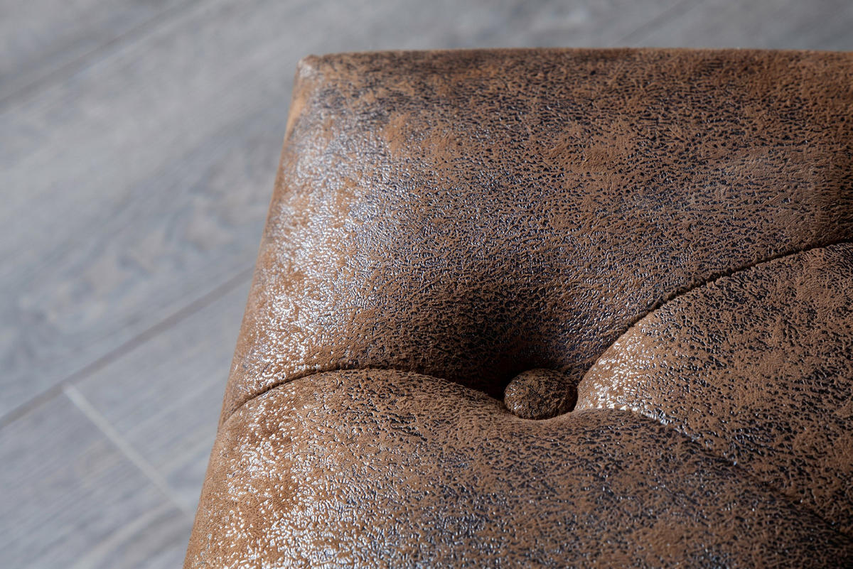 HOCKER CHESTERFIELD Microfaser Braun 80 cm - Braun, Holz/Textil (80/40/45cm) - riess-ambiente