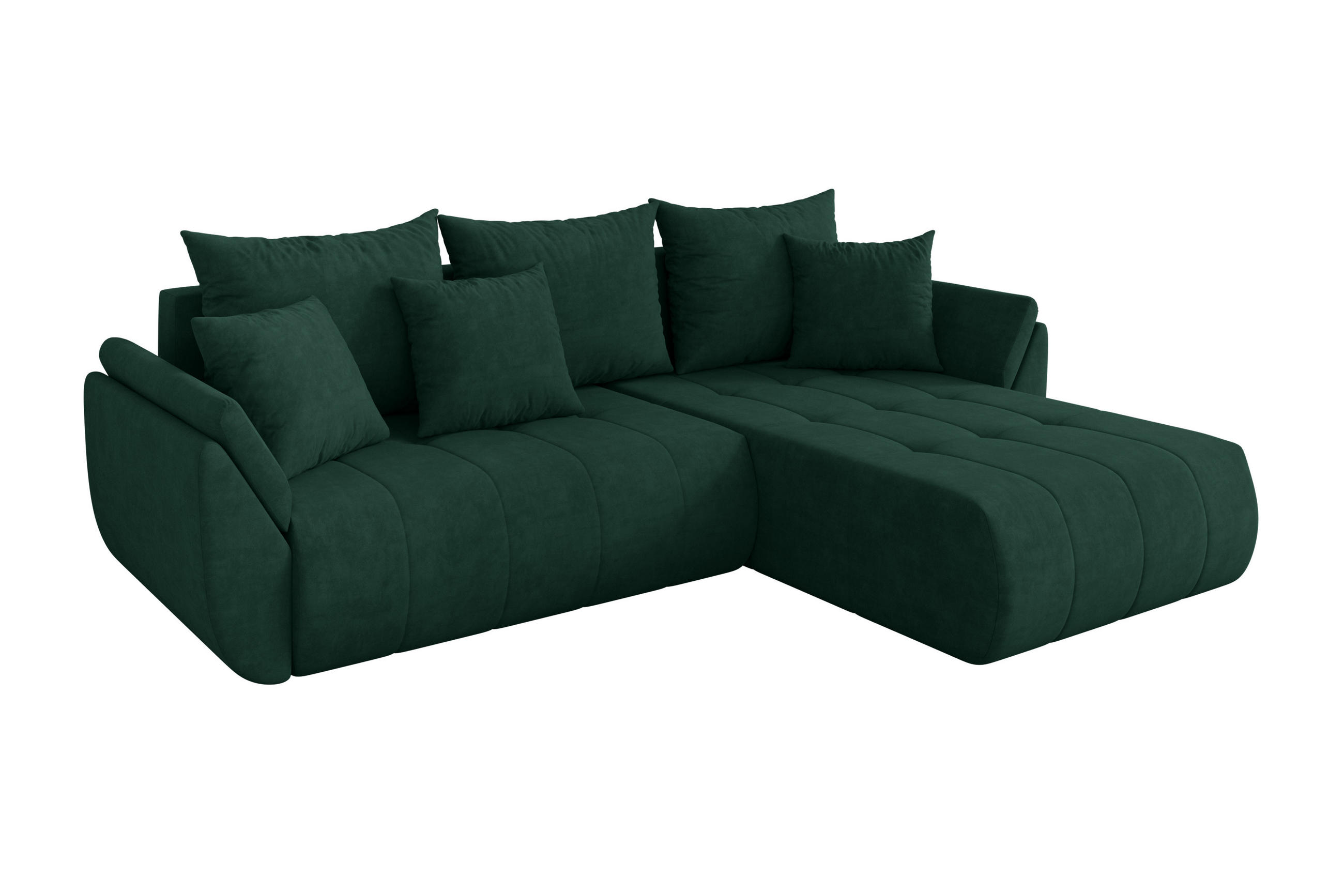 ECKSOFA mit Schlaffunktion Ottomane Rechts TOKO-L 277x194x86 Grün Velours - Schwarz/Grün, Holzwerkstoff/Kunststoff (277/194cm) - ALTDECOR