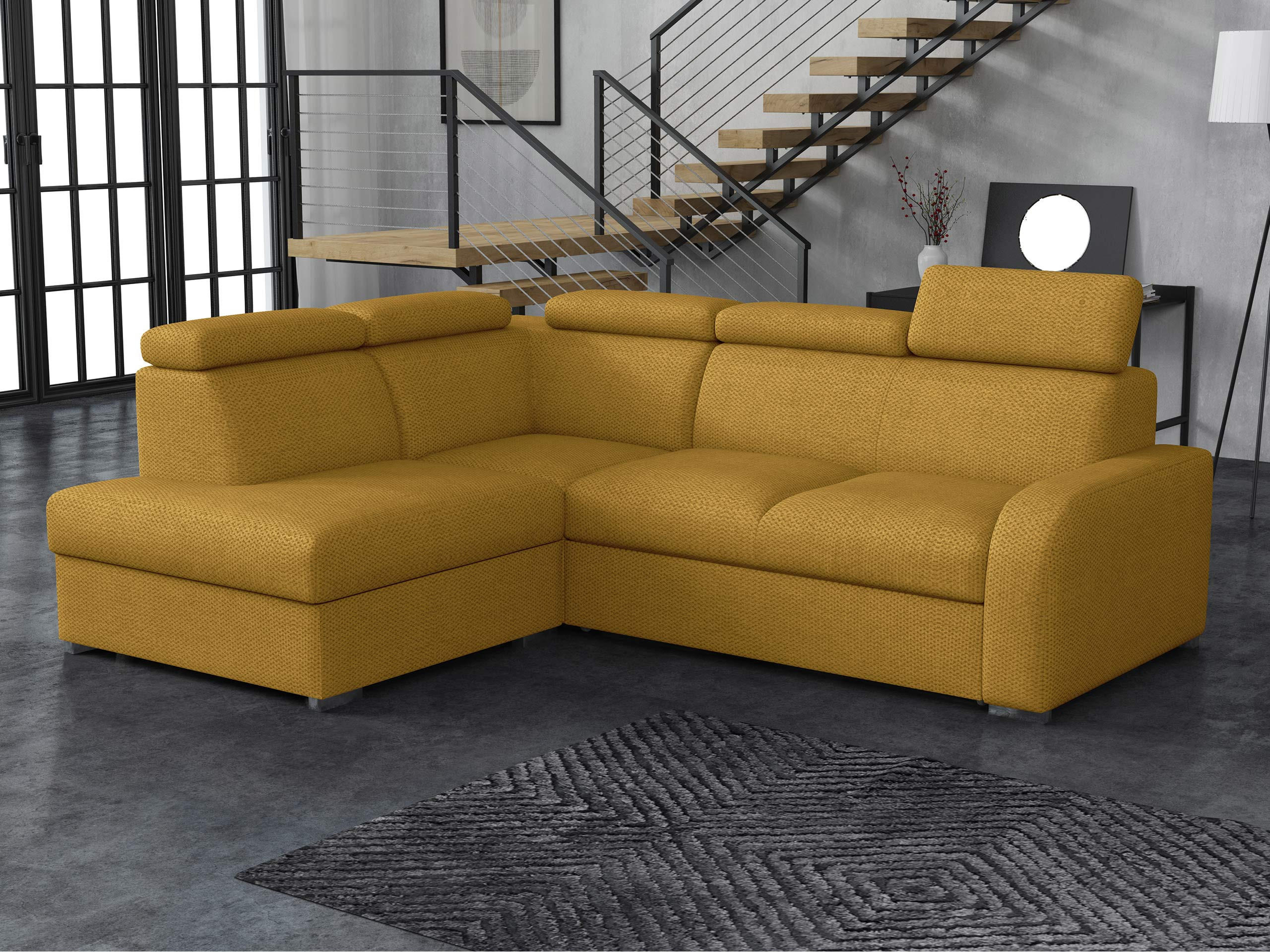 ECKSOFA Oslo 2rRLXp, Seite: Links LXP+R+2R - Gelb/Silberfarben, Holz/Textil (250/200cm) - MIRJAN24
