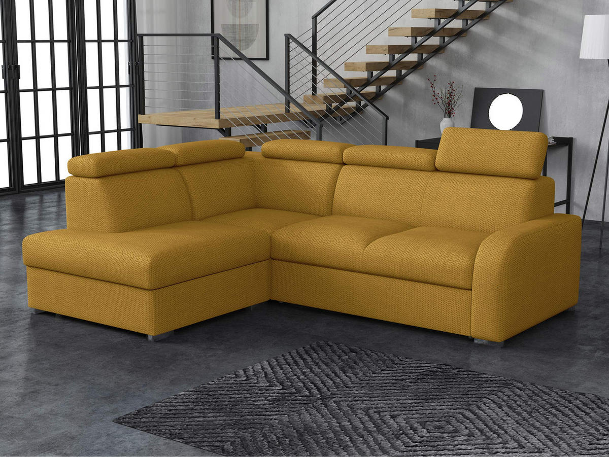 ECKSOFA Oslo 2rRLXp, Seite: Links LXP+R+2R - Gelb/Silberfarben, Holz/Textil (250/200cm) - MIRJAN24