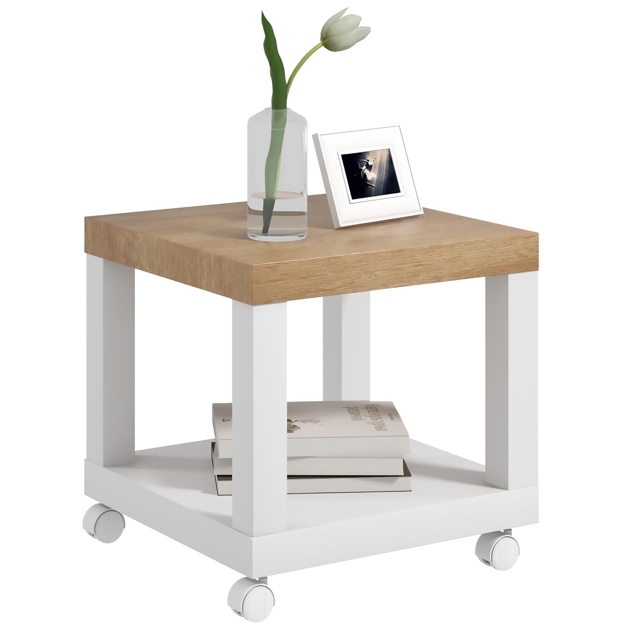 BEISTELLTISCH DE-15847 fahrbar mit Ablage Naturholz - Naturfarben, Holzwerkstoff (40/40/40cm) - ComfortXL