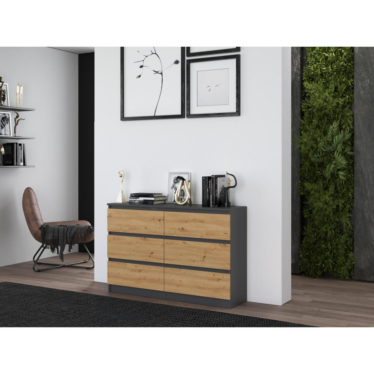 KOMMODE Anthrazit, Artisan 120/75/30 - Anthrazit, Holzwerkstoff (120/75/30cm) - RAUMHIRSCH FURNITURE