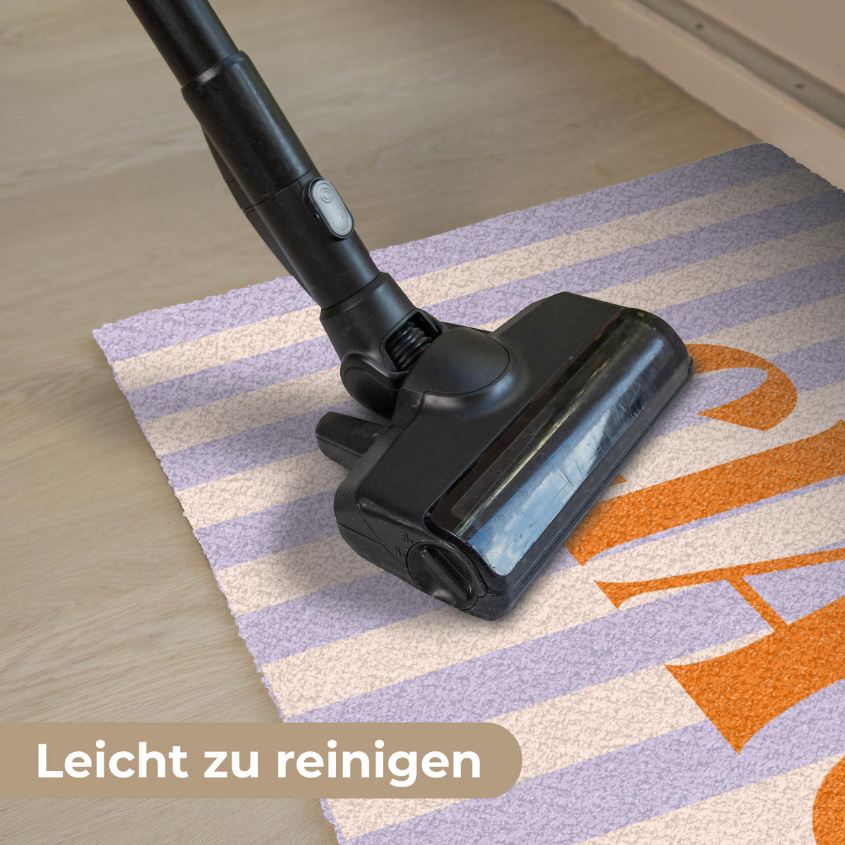 FUSSMATTE Ciao - Zitat - Pastell - Streifen 90x60 cm - Flieder, Kunststoff (90/0.4cm) - MuchoWow