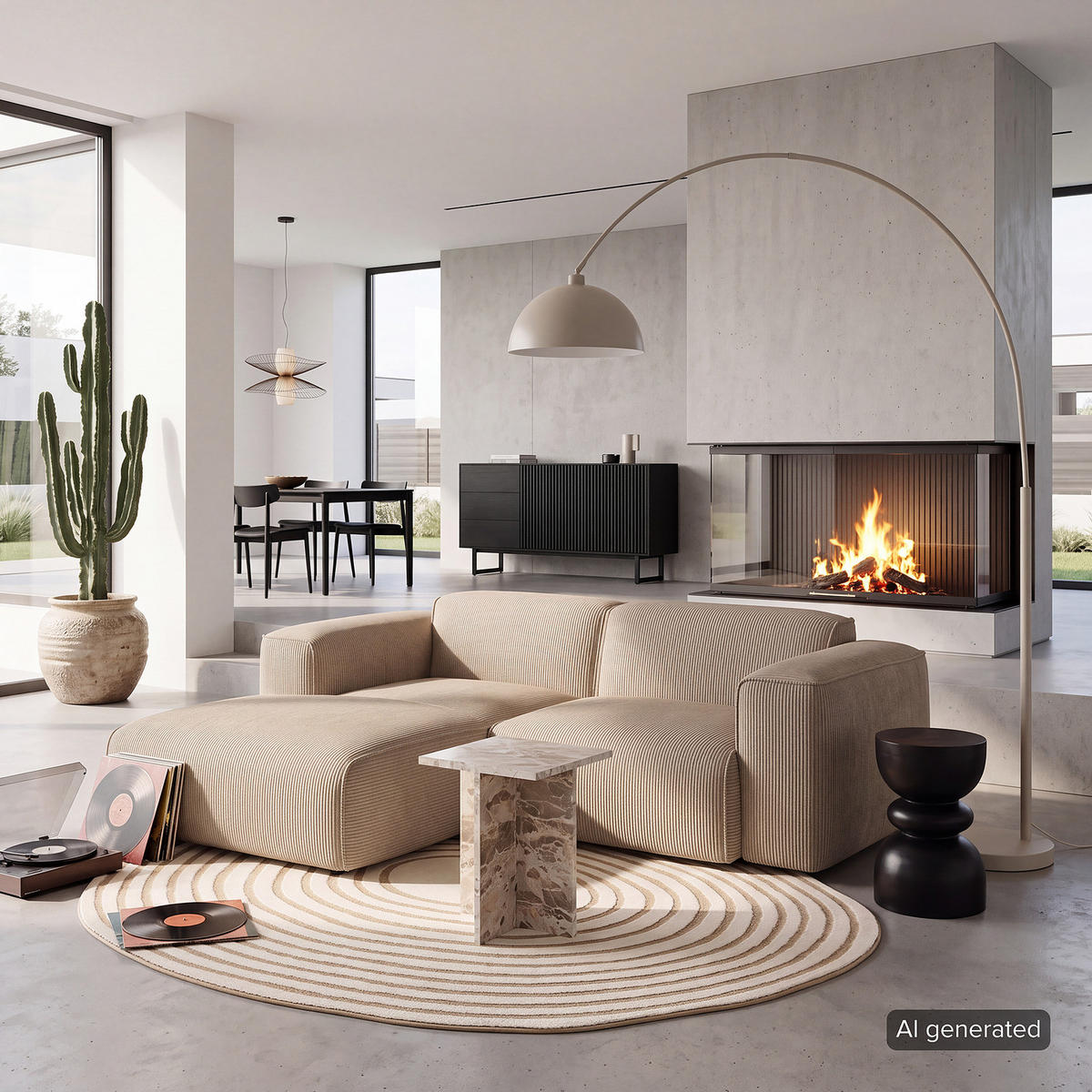 ECKSOFA mit XL-Longchair - Taupe/Schwarz, Kunststoff/Textil (260/171cm) - home24