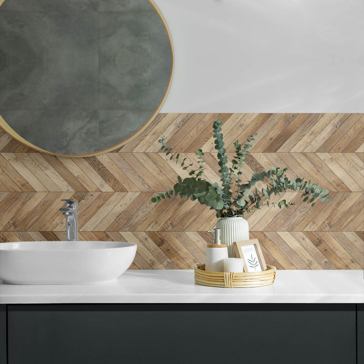 WANDPANEEL 100x50 cm selbstklebend Veythra - Walnussfarben, Kunststoff (50/1.6/100cm) - Wallfluent