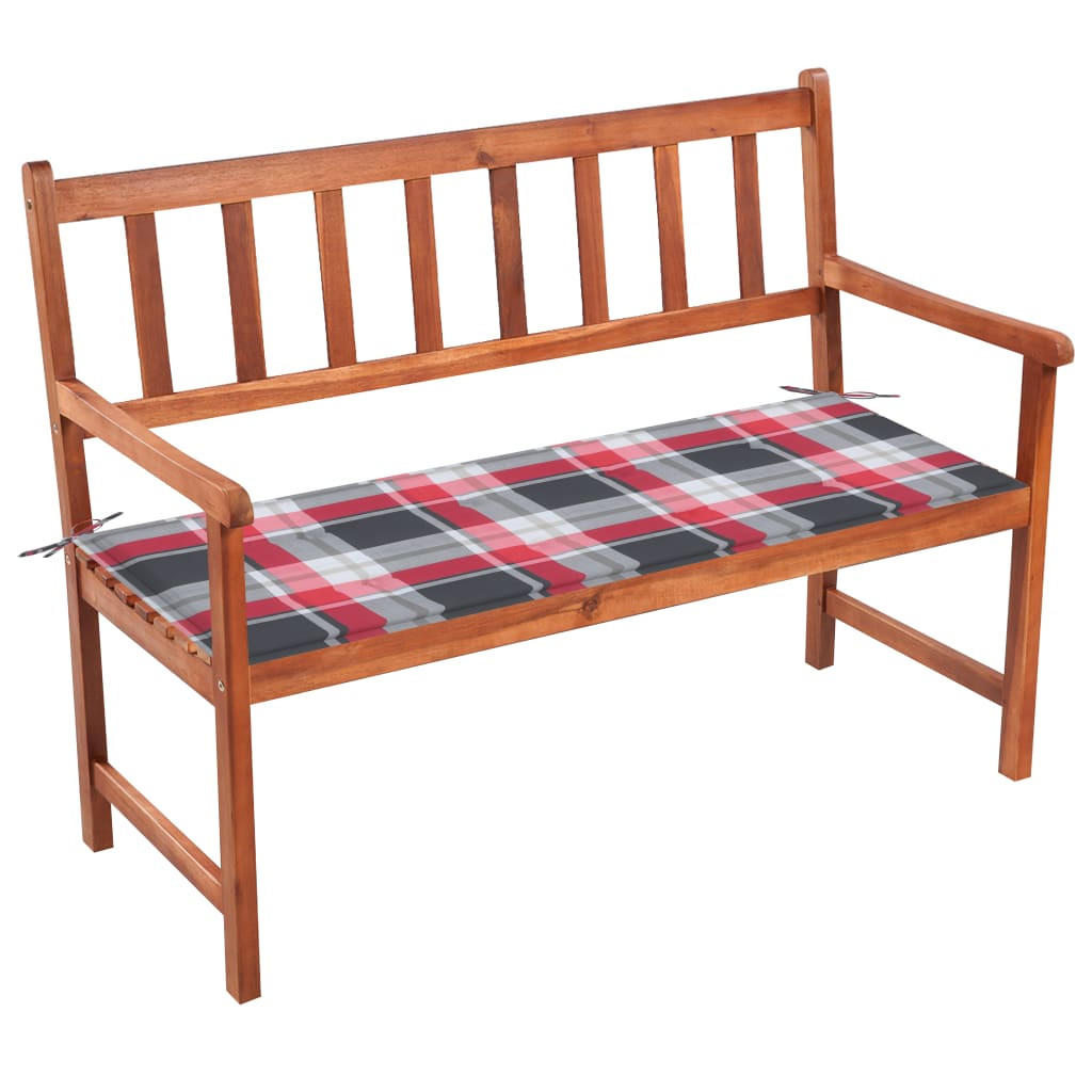 GARTENBANK mit Auflage 120 cm Massivholz Akazie - Rot/Braun, Holz (50/90/58cm) - furnicato