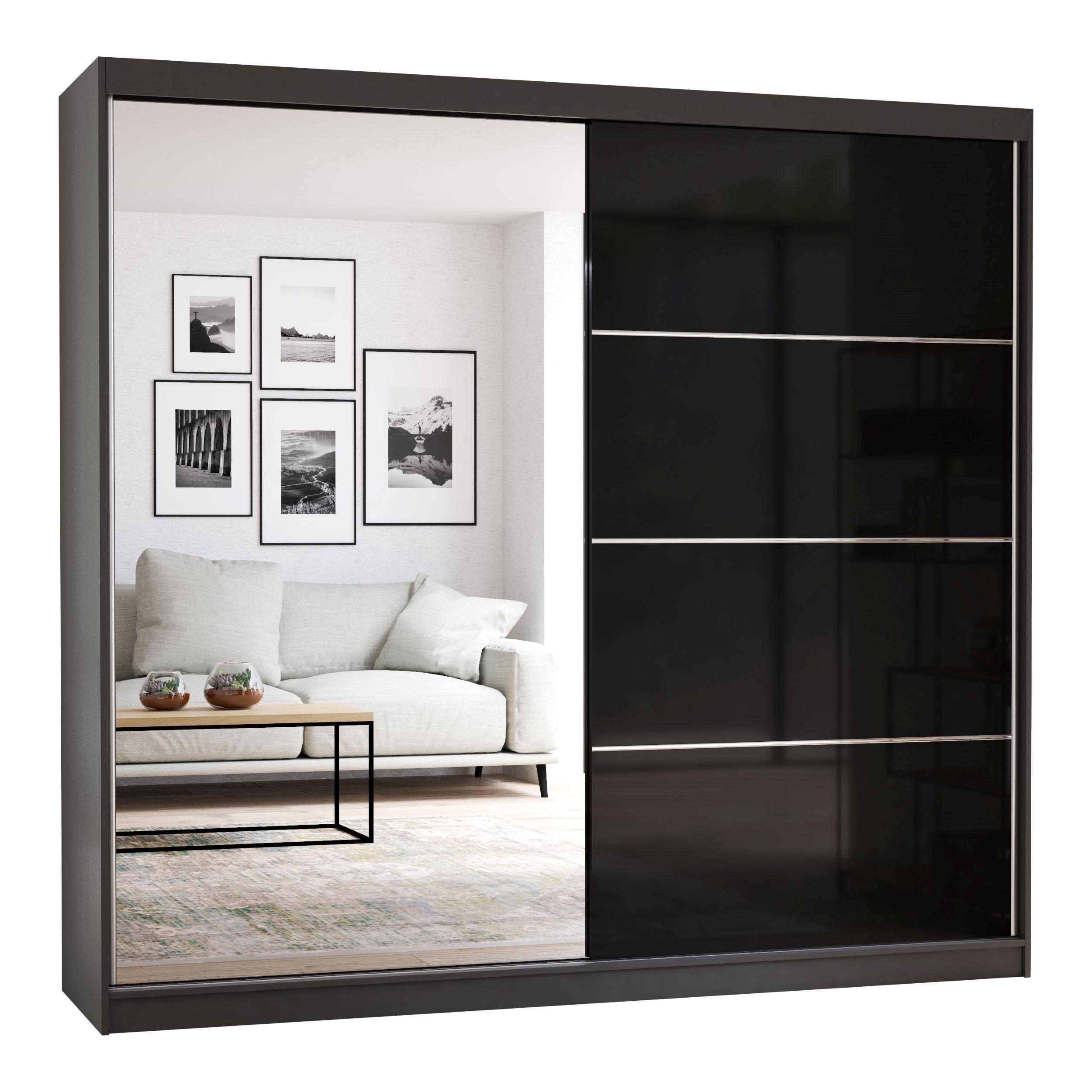 SCHIEBETÜRENSCHRANK - BEN 31 233 CM (Schwarz) - Schwarz, Holzwerkstoff/Metall (233/218/61cm) - Möblo