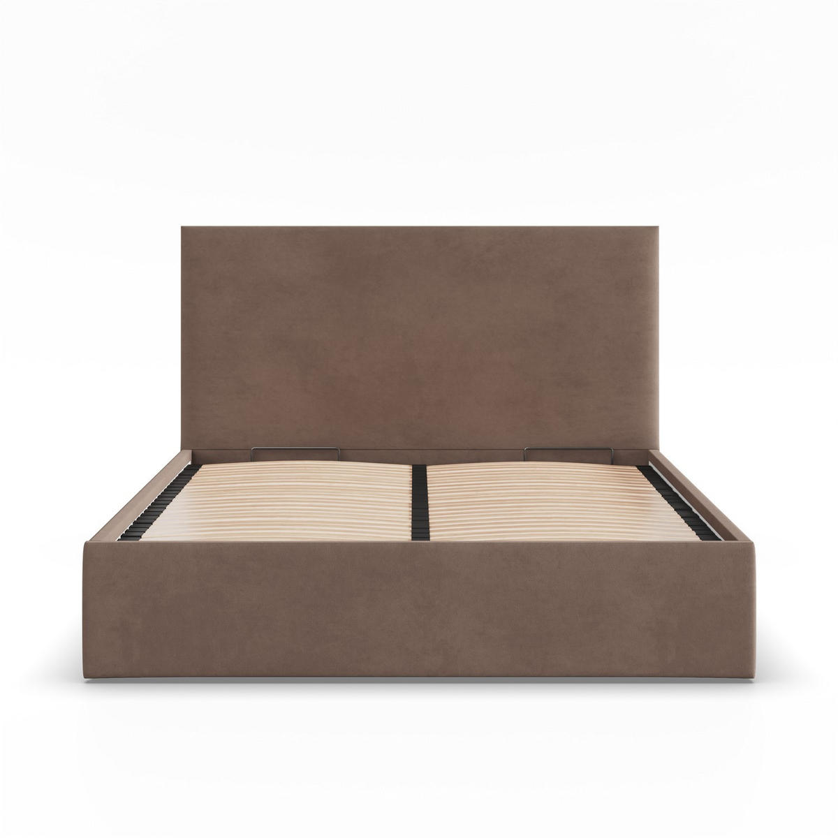 POLSTERBETT MIT KOPFTEIL 180x200 mit Bettkasten PAOLA, Braun - Braun, Textil (180/200cm) - Mebligo