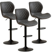 BARHOCKER 3er-Set PU-Kunstleder Dunkelgrau Höhenverstellbar 63-85 cm - Grau, Kunststoff (46.5/111/38cm)