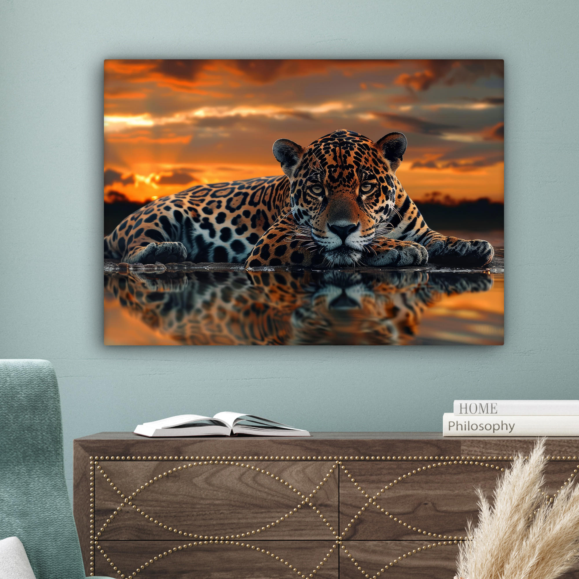 MuchoWow Leinwandbild Orange 80x60 cm