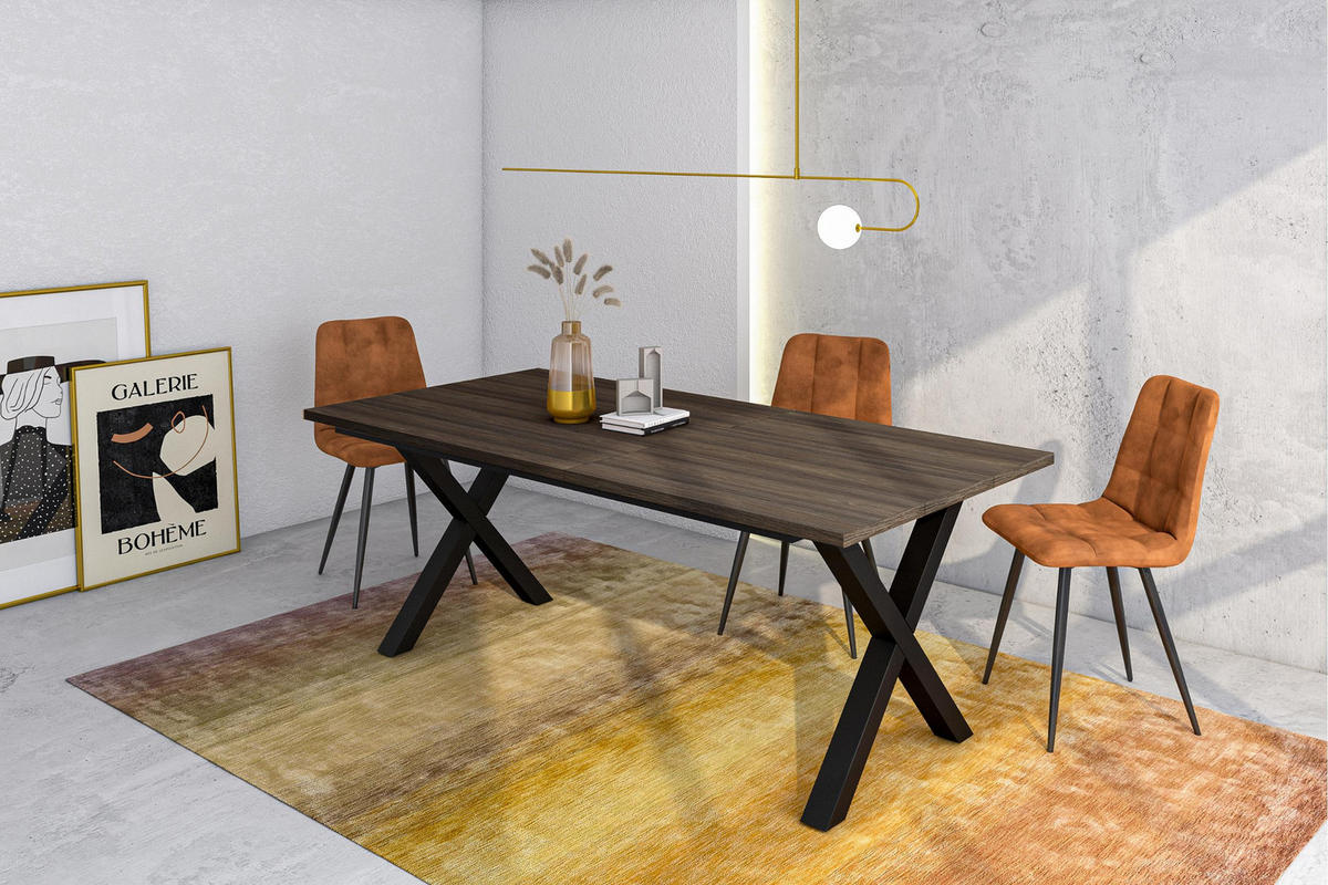 ESSZIMMERTISCH, Dunkler Eiche, 194/90/74 cm - Dunkelbraun/Schwarz, Holzwerkstoff (194/90/74cm) - Skraut Home