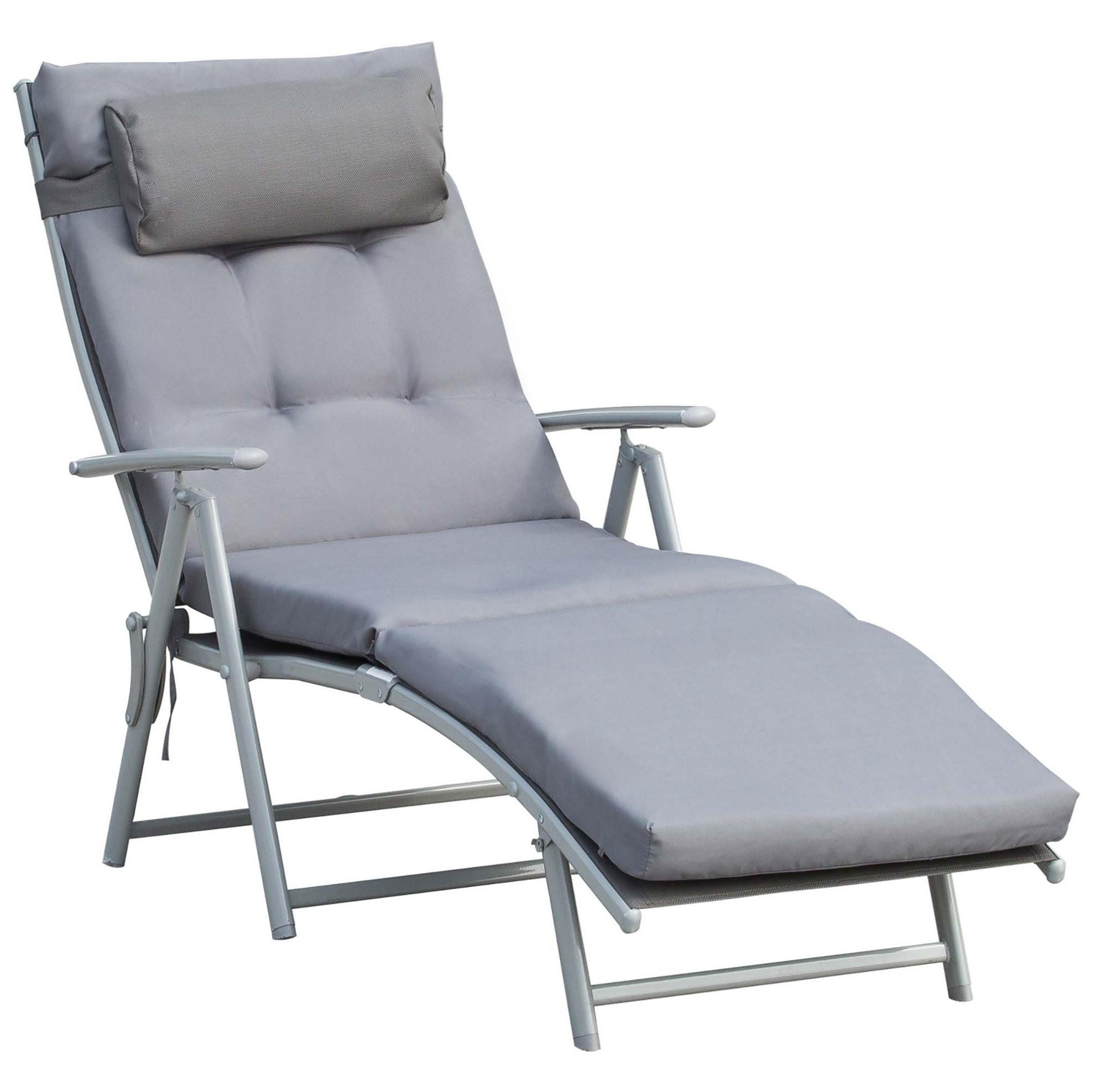 SONNENLIEGE aus Metall 137x63,5x100,5 cm in Grau mit 7-fach verstellbarer Rückenlehne - Grau, Metall (63.5/100.5/137cm) - Modfu