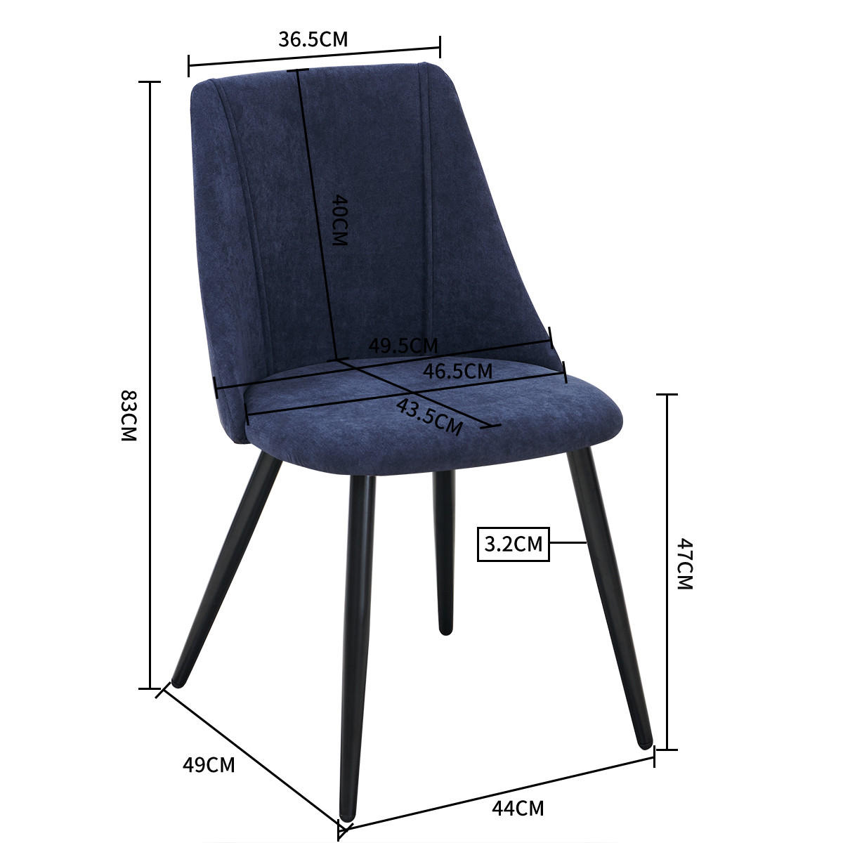 STUHL-SET 2 Stück in Stoff - Blau/Schwarz, Holzwerkstoff/Textil (56/83/55cm) - Urban Meuble