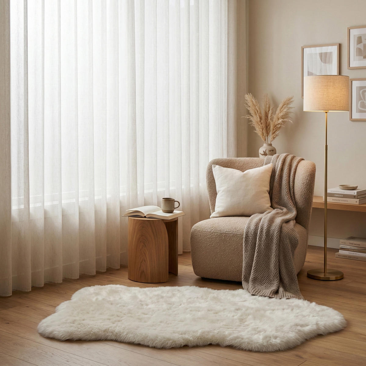 KUNSTFELLTEPPICH SHEEPSKIN 60/90 cm Ivory - Creme, Fell/Textil (60/90cm) - Consilio Concept