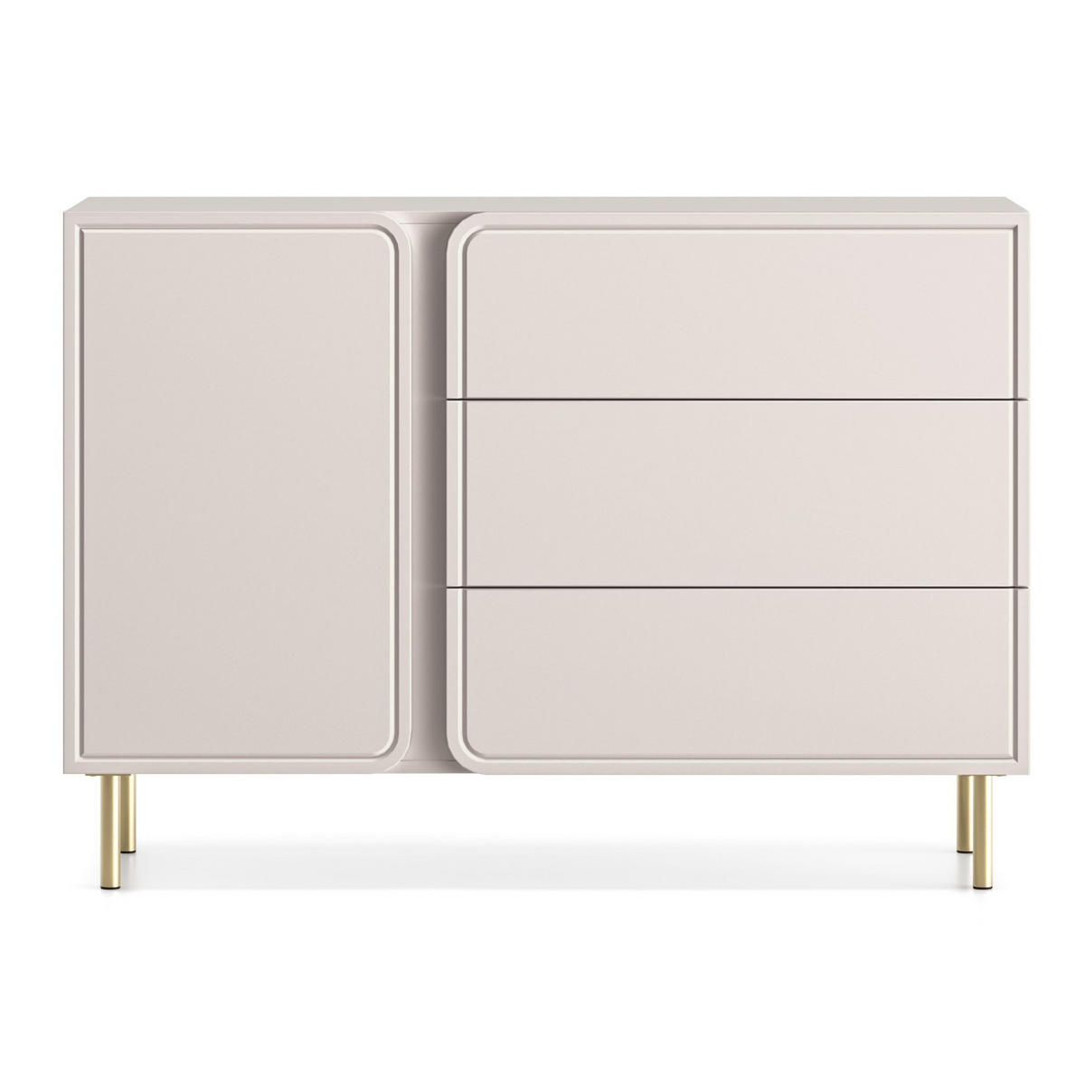 SIDEBOARD Loppa Kaschmirbeige 120 cm - Beige/Goldfarben, Holzwerkstoff/Metall (120/85/40cm) - Selsey