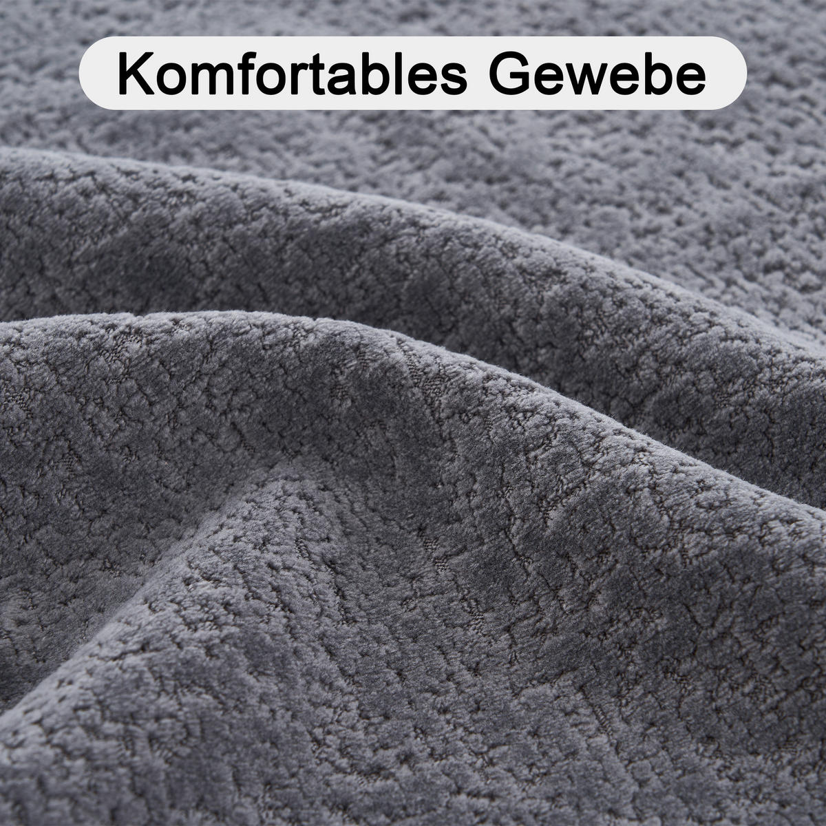 WOHNLANDSCHAFT Chenille Grau mit Kissen - Grau, Textil (263/66/171cm) - WISHDOR