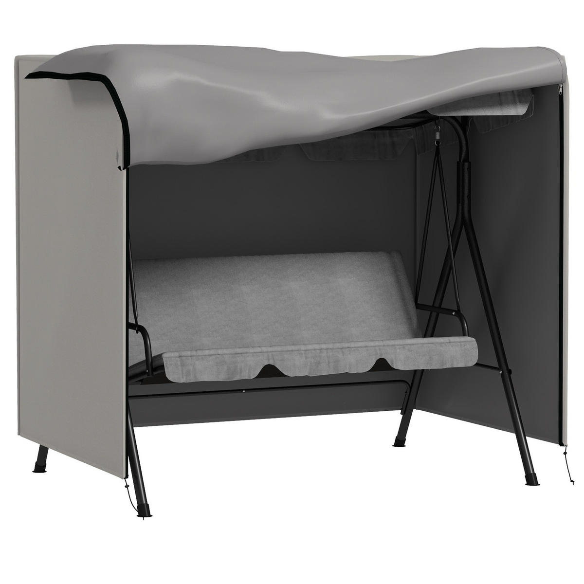 ABDECKUNG Hollywoodschaukel, Grau - Grau, Kunststoff (114/152/177cm) - Outsunny