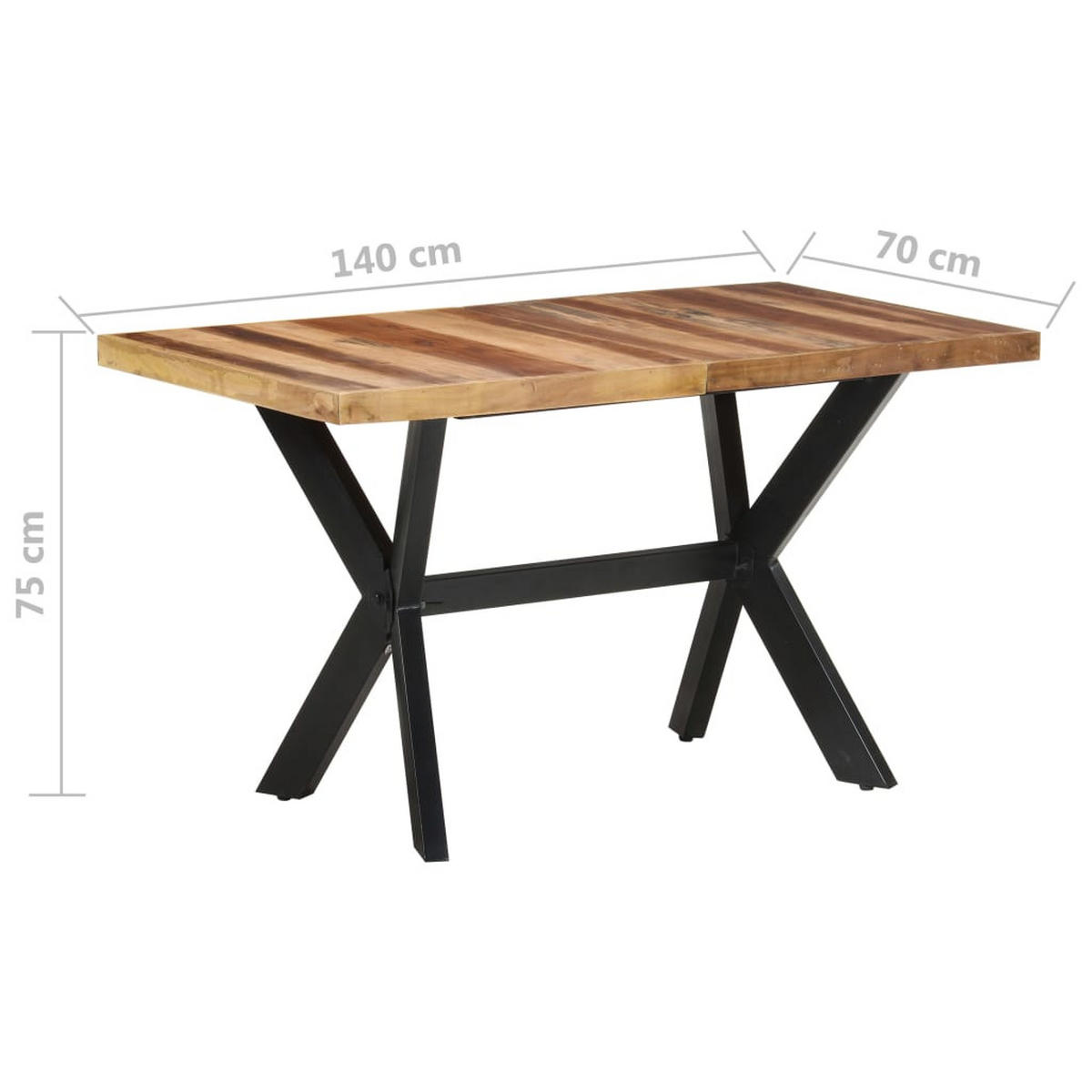 ESSTISCH 140/70/75 Cm Massivholz Honigfarben - Braun, Holz (140/70/75cm) - vidaXL