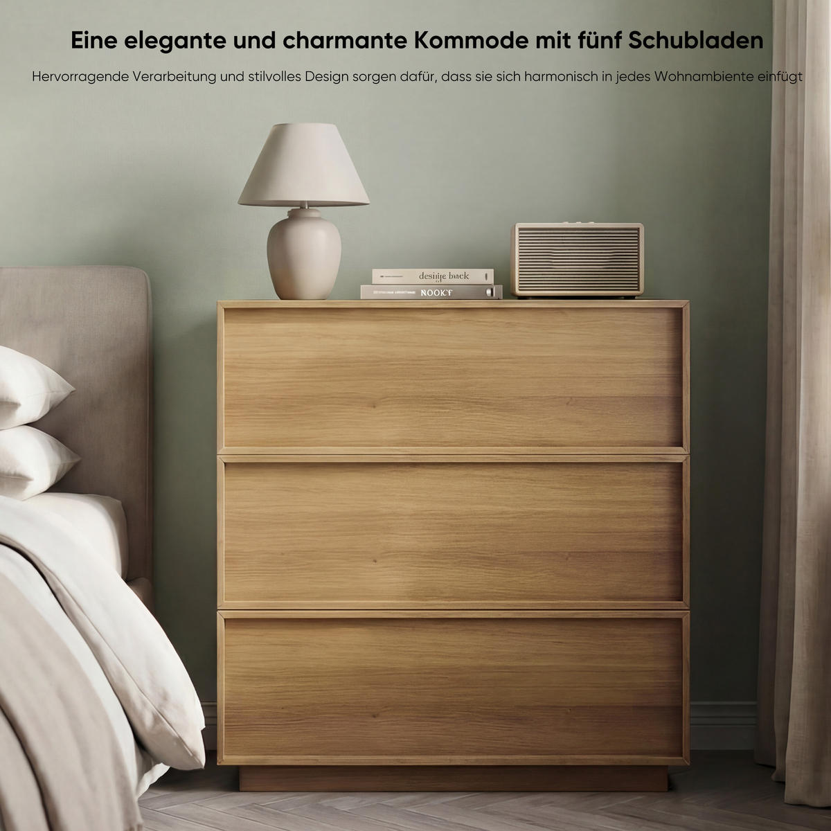 KOMMODE 80/48/78 cm aus MDF und Holzwerkstoff mit 3 grifflosen Schubladen Eichefarben - Nussbaumfarben, Holzwerkstoff (80/78/48cm) - Modenvie