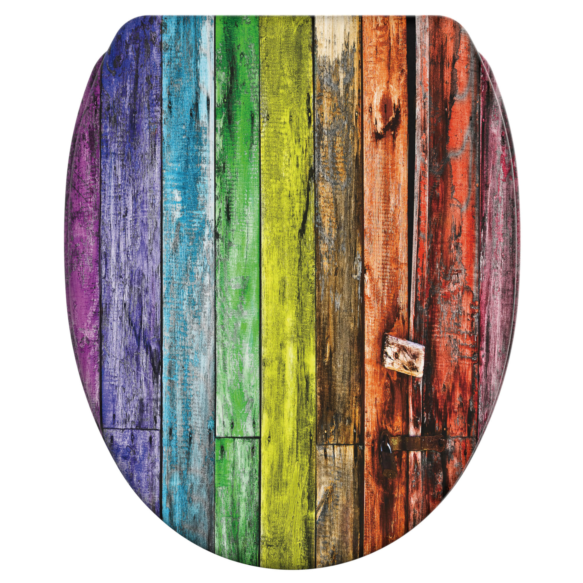 WC-SITZ mit Absenkautomatik & Top Fix Rainbow - Multicolor, Holzwerkstoff (37.7/5.5/48cm) - Sanilo