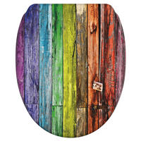 WC-SITZ mit Absenkautomatik & Top Fix Rainbow - Multicolor, Holzwerkstoff (37.7/5.5/48cm) - Sanilo