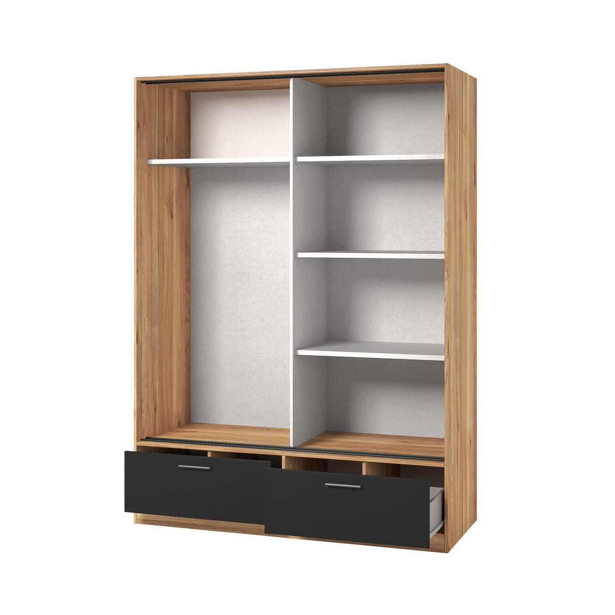 SCHWEBETÜRENSCHRANK BETTINA 150/209/61 cm 2-türig mit Spiegel Eichefarben - Eichefarben, Holzwerkstoff (150/209/61cm) - MASSENO