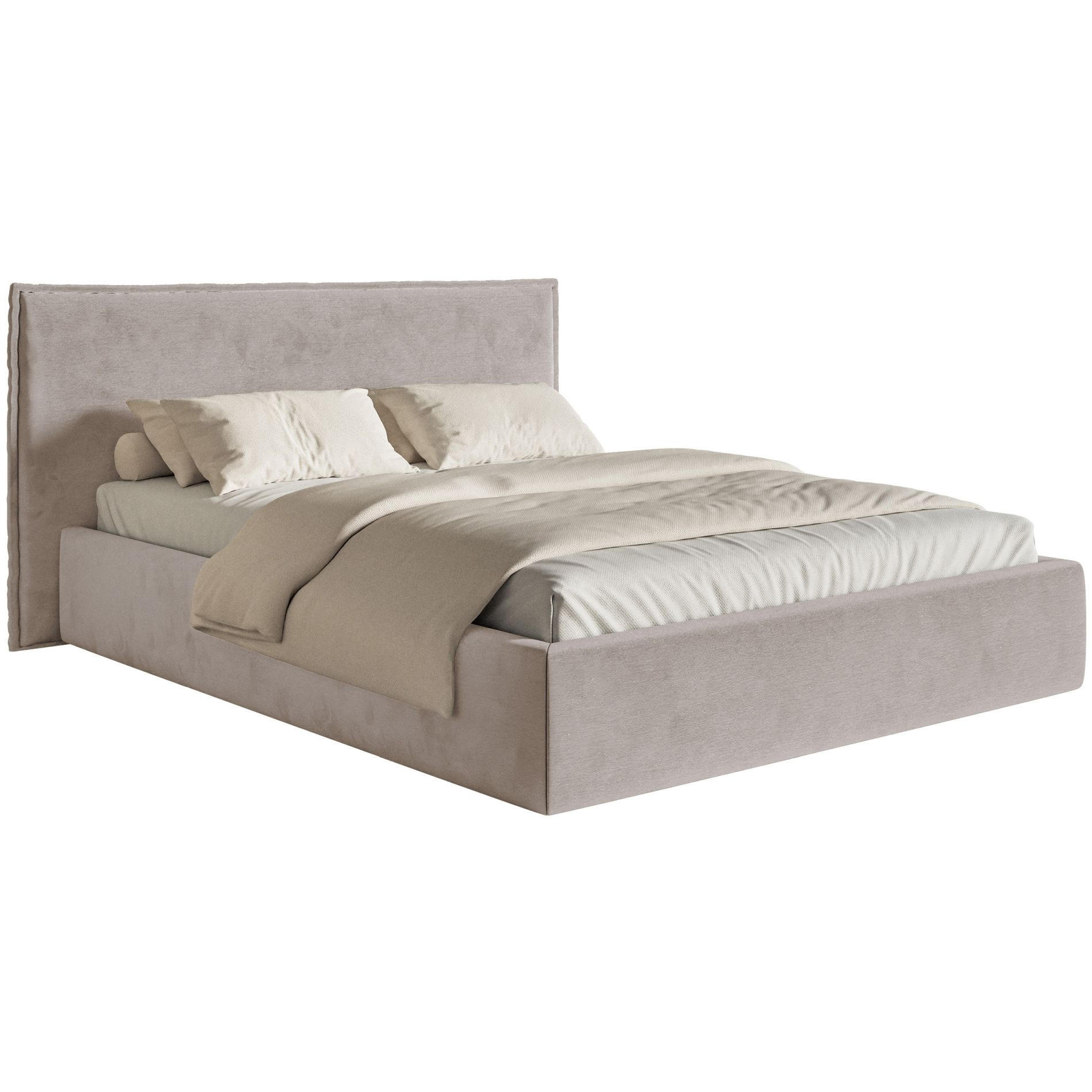 POLSTERBETT Softie Taupe Velours 160x200 - Graubraun, Textil (160/200cm) - Selsey